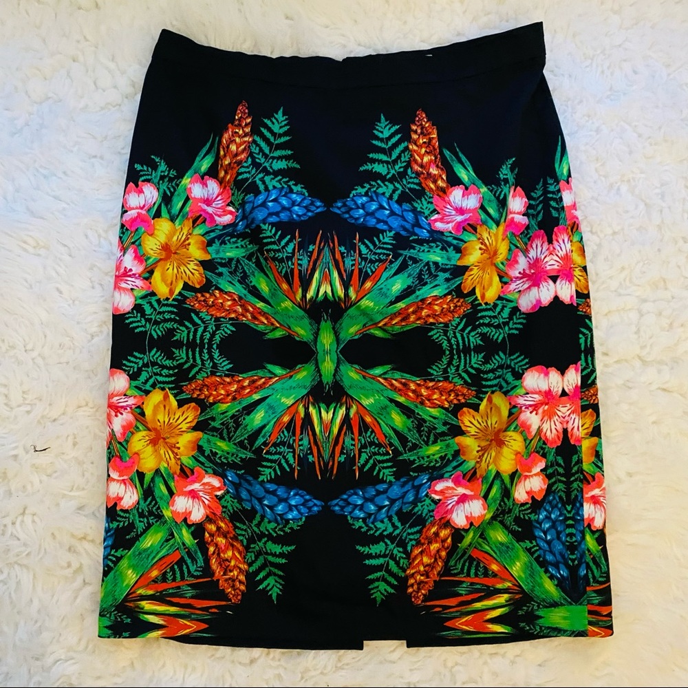 LINEA DOMANI Black Floral Pencil Skirt Sz 12